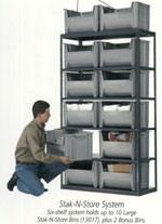 Steel Shelving Systems for Stak-N-Store bins by Akro-Mils 