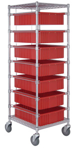 Bin Cart for dividable grid storage bins