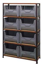 Extra Heavy Duty Boltless Particle Board Shelving with Plastic Storage Bins