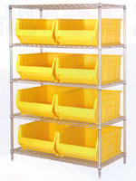 WR5-995 Wire Shelving with Quantum 36" Hulk Plastic Storage Bins