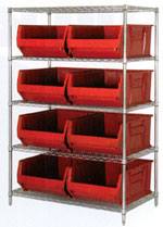 WR5-997 Wire Shelving with Quantum 36" Hulk Plastic Storage bins