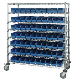 High Density Wire Shelving with shelf bins