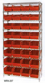 WR9-207 Wire shelving with 6 in high Store More Plastic Shelf bins