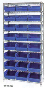 WR9-209 Wire shelving with 6 in high Store More Plastic Shelf bins