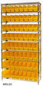 WR9-201 Wire shelving with 6 in high Store More Plastic Shelf bins